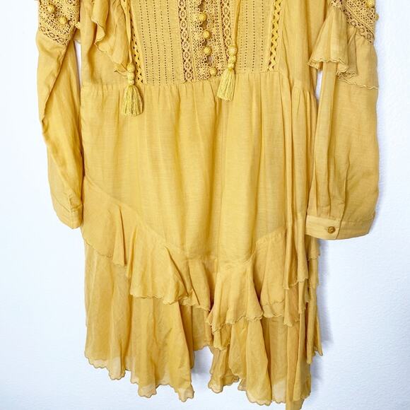 SEA new york mustard ruffle peasant dress size 8 - Picture 3 of 12